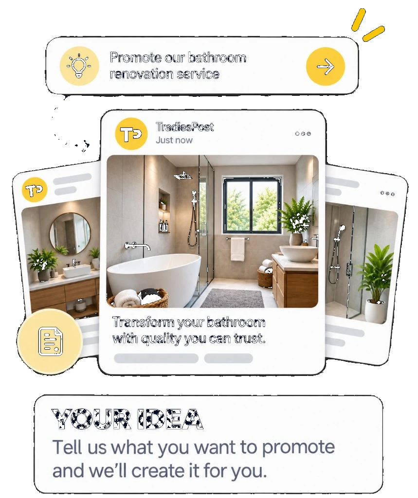 Promote a bathroom renovation service - AI-generated branded post preview